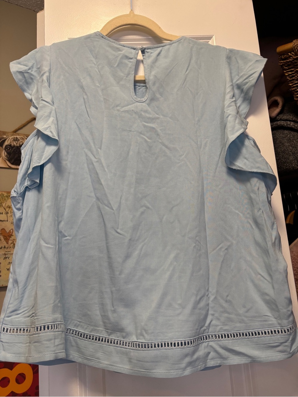 Light Blue Ruffle Sleeve Top - Picture 3 of 3
